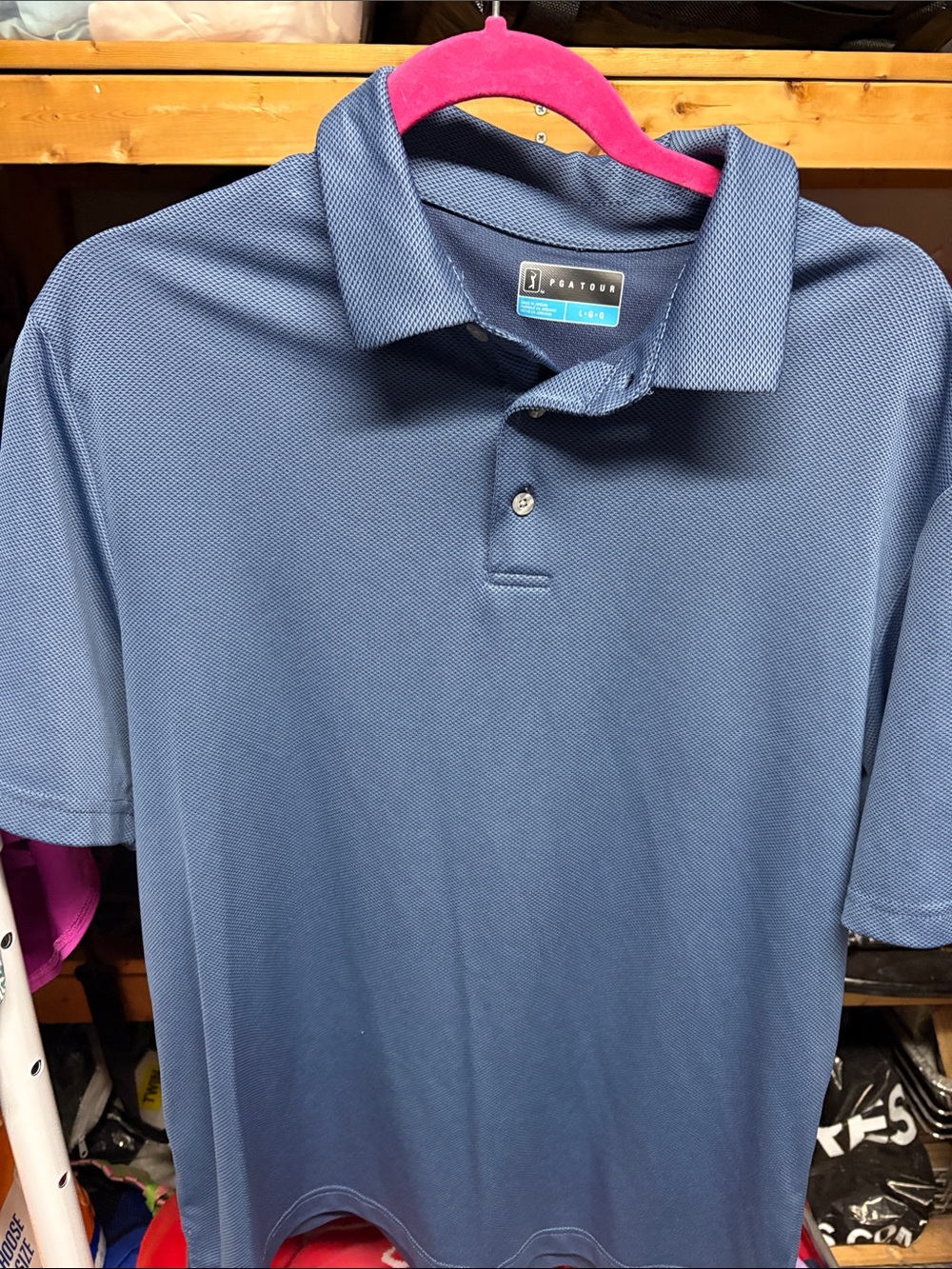 GOLF: PGA Tour Men's Heathered Blue Polo